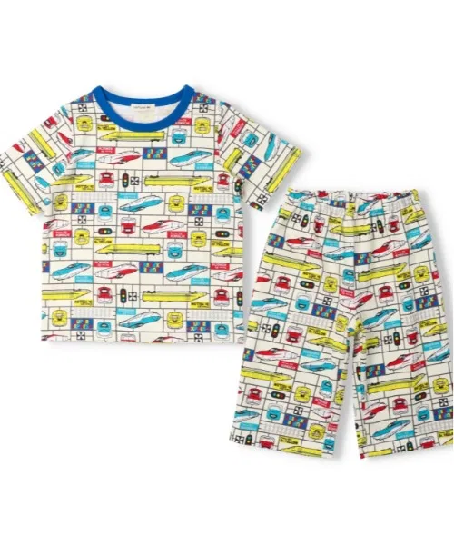 Детская пижама с коротким рукавом с принтом JR Shinkansen Kids Foret, Sax Blue — фото 2