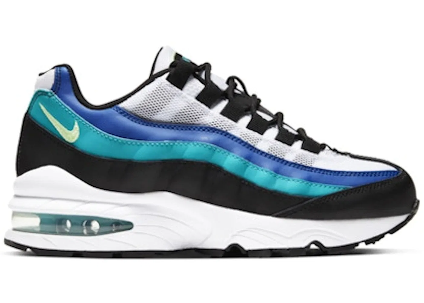 Детские кроссовки для мальчиков и девочек с моделью Nike Air Max 95 Nike, Black/White/Oracle Aqua/Ghost Green