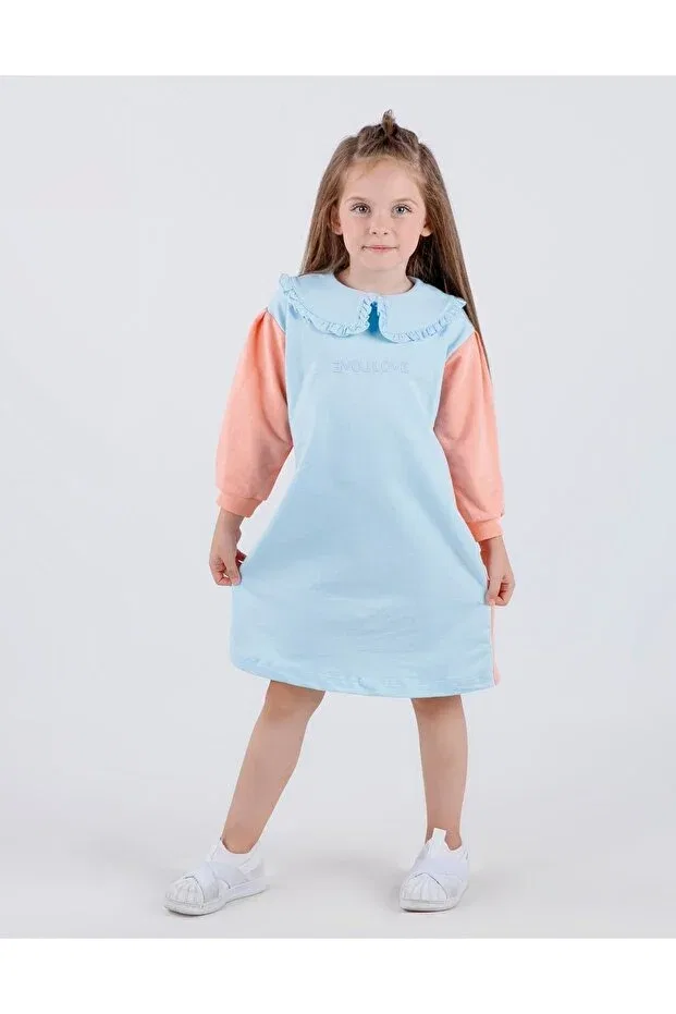Детское платье для девочек с длинным рукавом Basic Harika Kids, Blue