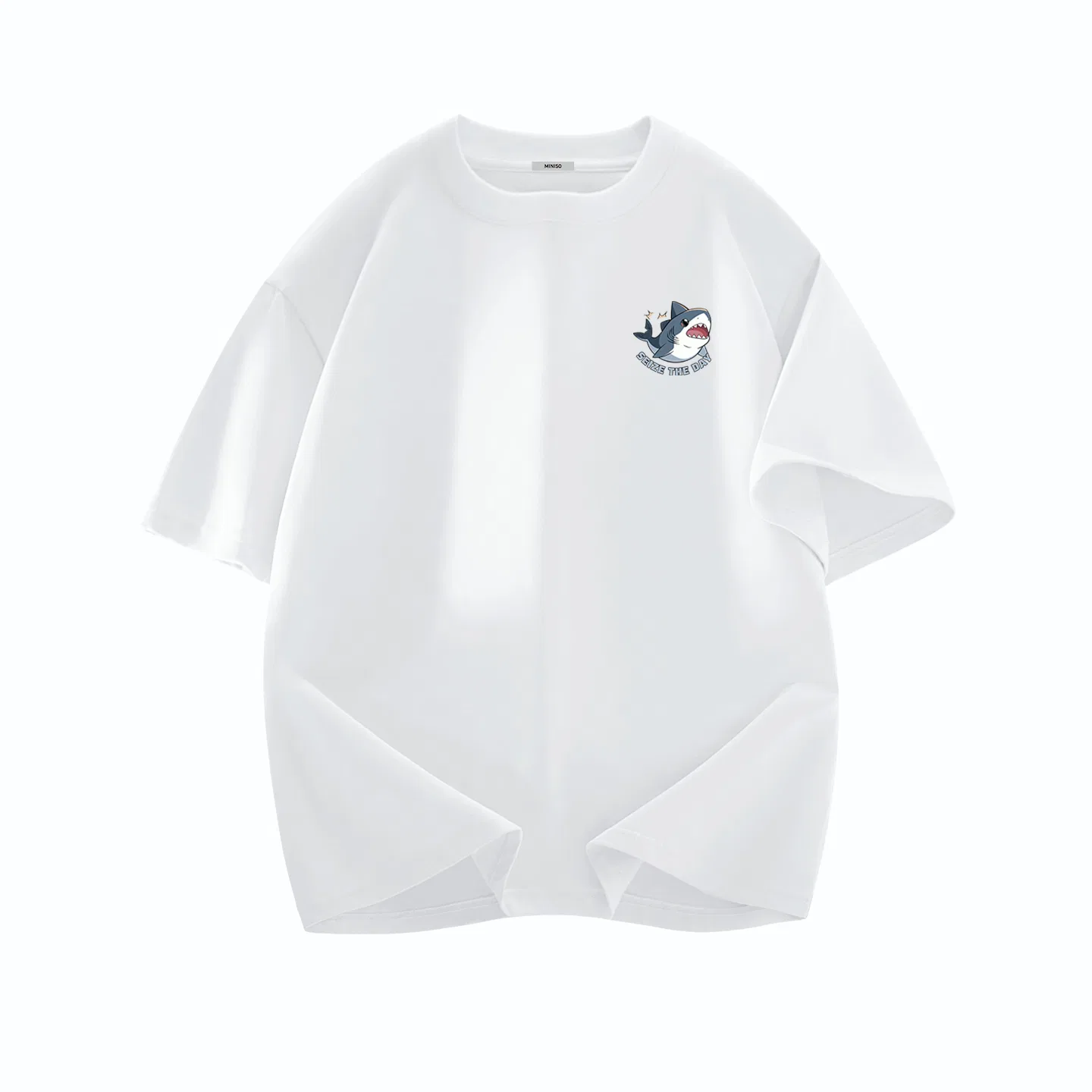 Детская футболка с принтом B Happy Shark Chest Logo MINISO, White