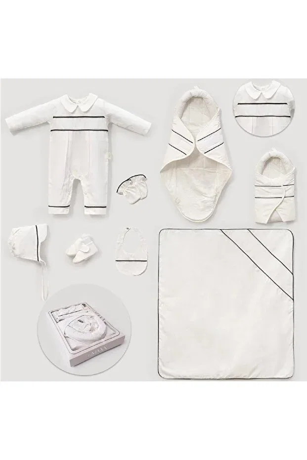 Детский комплект боди для новорожденных мальчиков хлопковый Kıl Piped Newborn Baby Boy Cherub Baby, Ecru