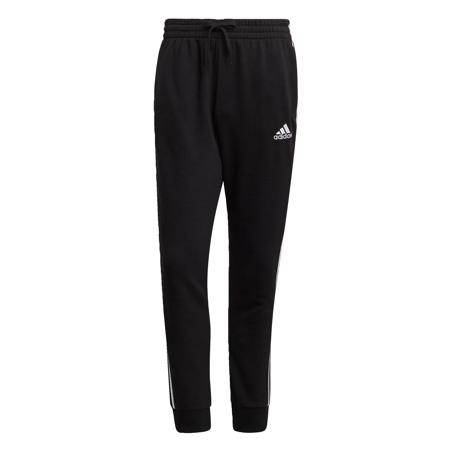 Мужские спортивные штаны из футера с манжетами Essentials French Terry Tapered Cuff 3-Streifen Adidas, Schwarz Weiss — фото 2