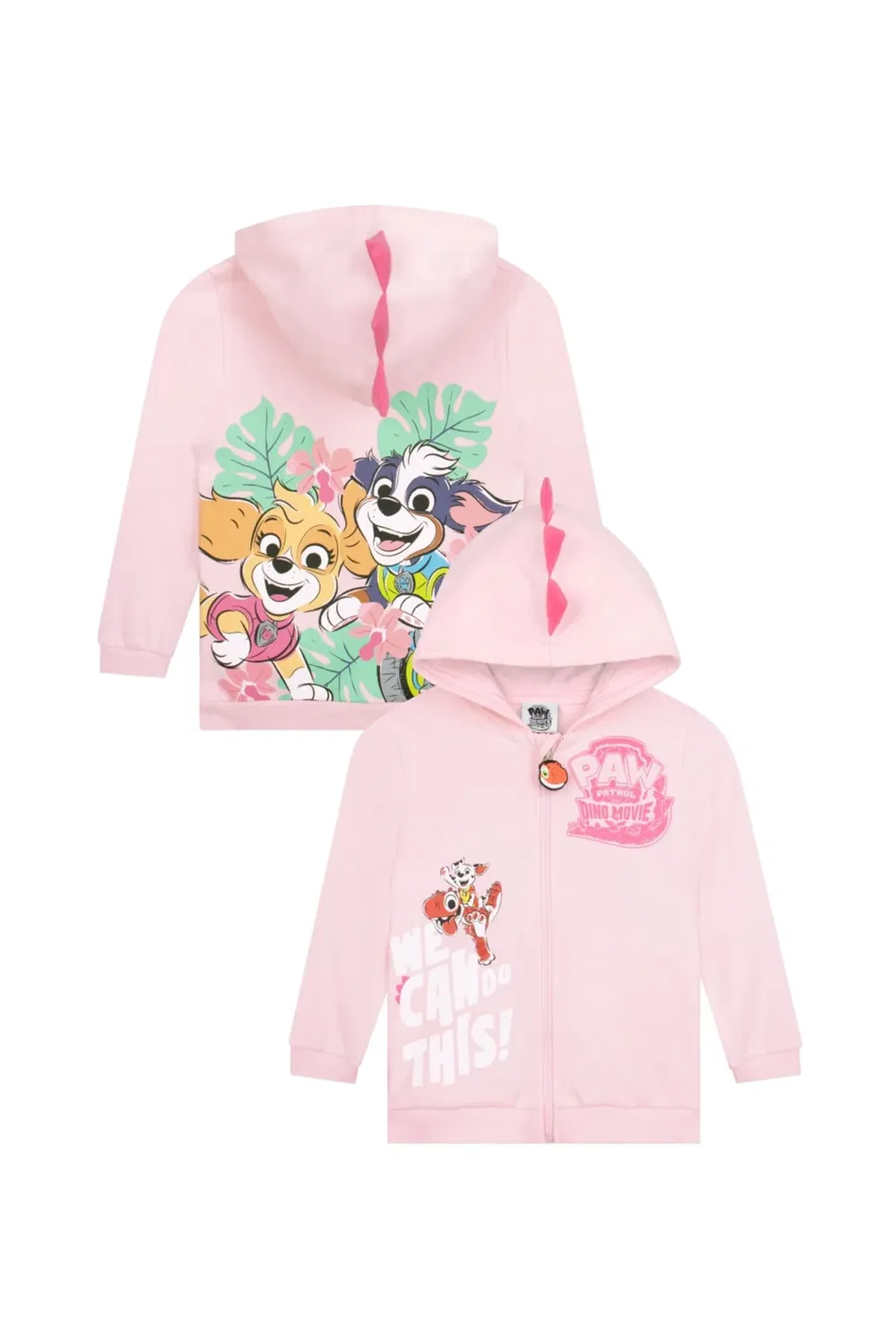 Детский худи с принтом Skye and Marshall Dinosaur Paw Patrol, Pink