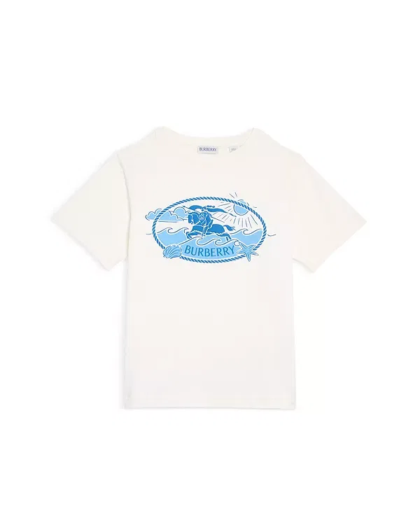 Детская футболка для девочек хлопковая Cedar Wave Tee Burberry, Chalk White