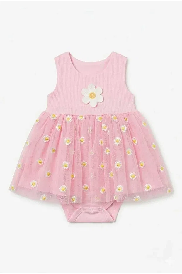 Детское платье для девочек с вышивкой Daisy Beniizle, Pink — фото 4