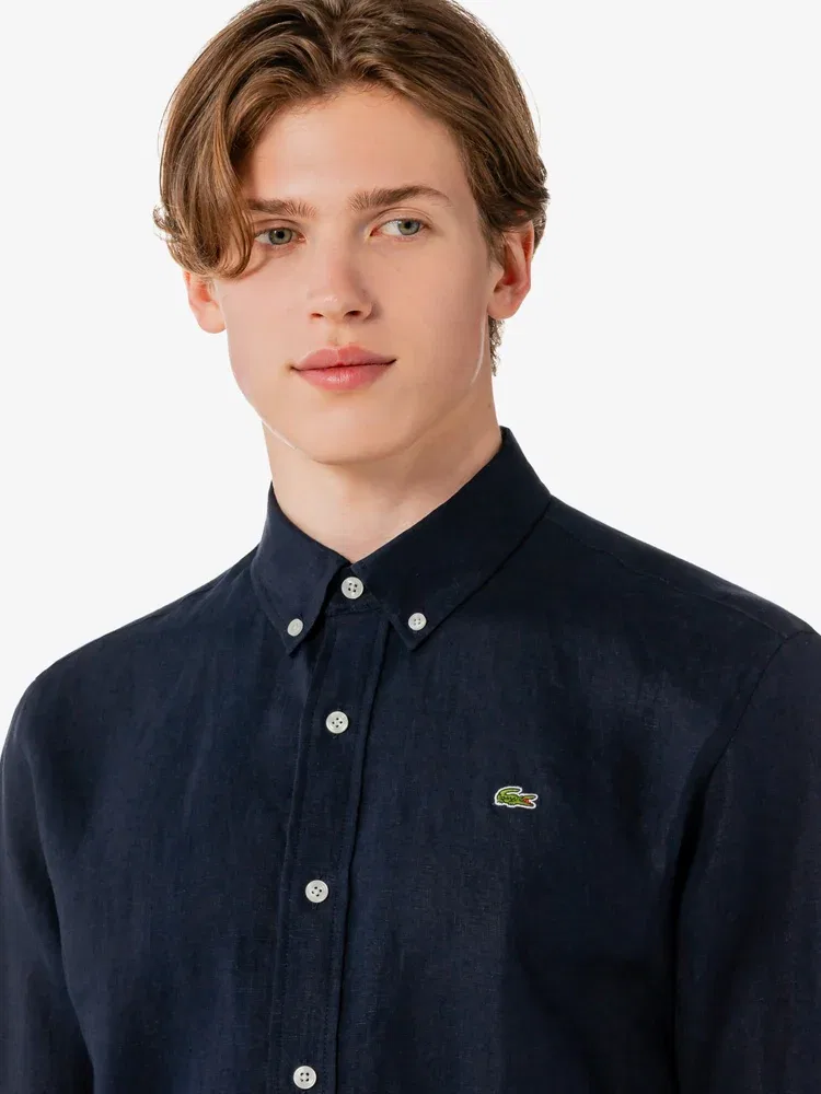 Рубашка с длинным рукавом, льняная LACOSTE, Navy — фото 2