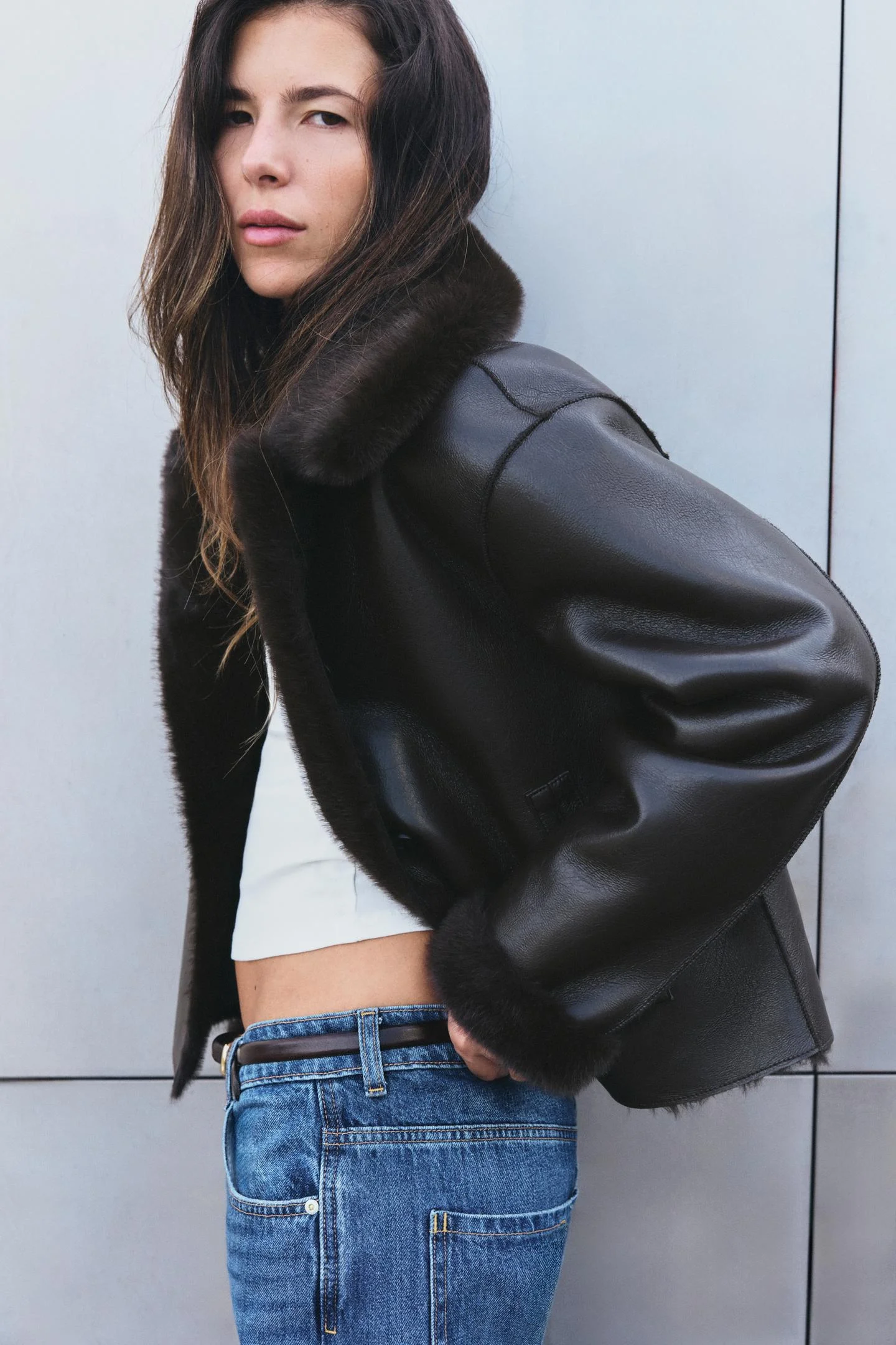 Куртка Zara Reversible Doble Faz, коричневый — фото 4