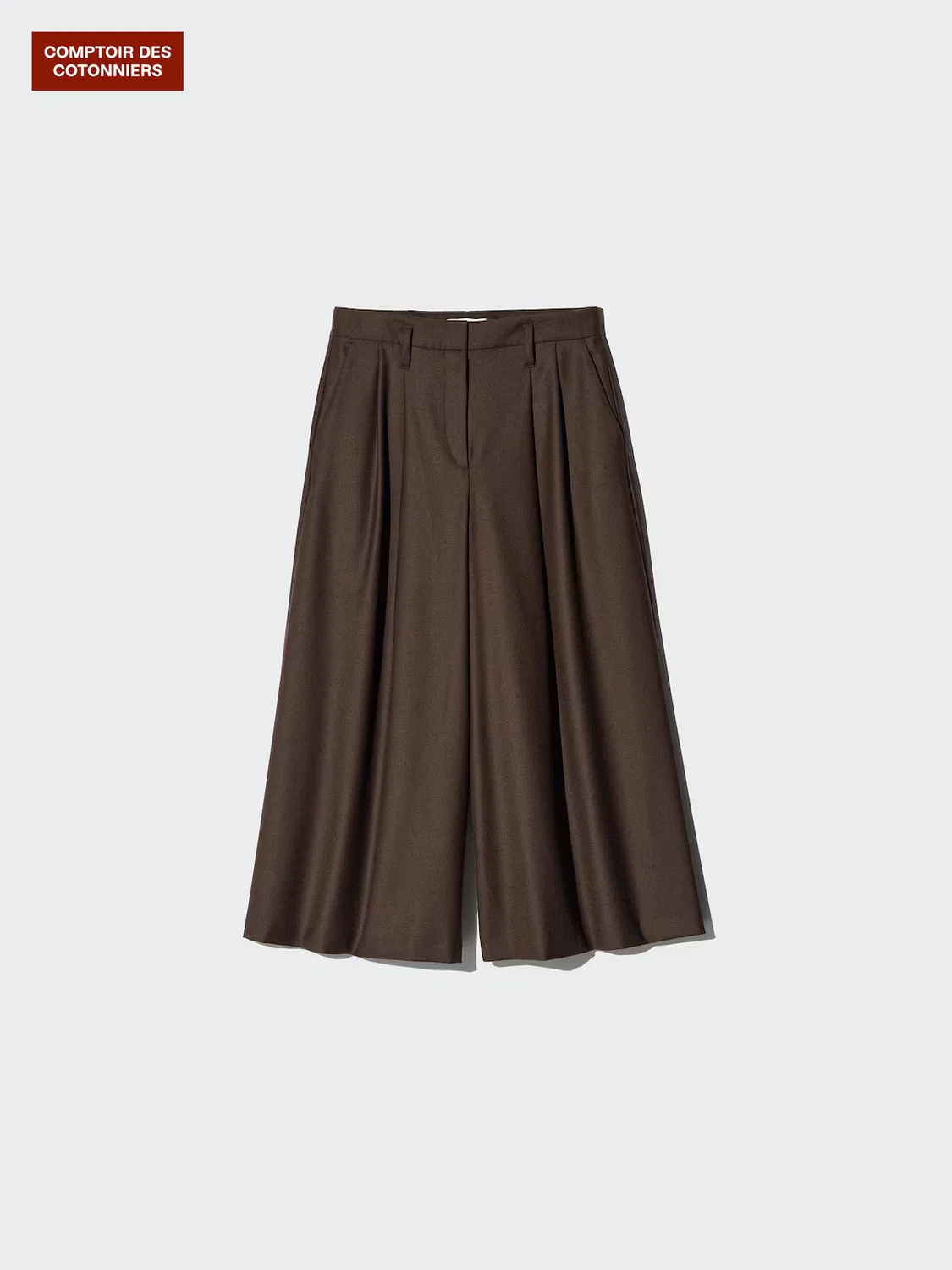 Кюлоты Uniqlo, шерстяные смесовые, темно-коричневый — фото 3