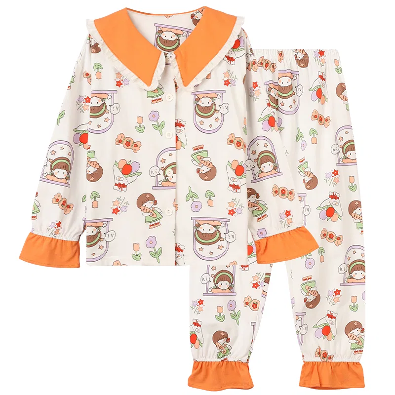 Детский комплект пижамыс длинным рукавом Fruit Print Red bean, Цвет light cloud (cartoon)