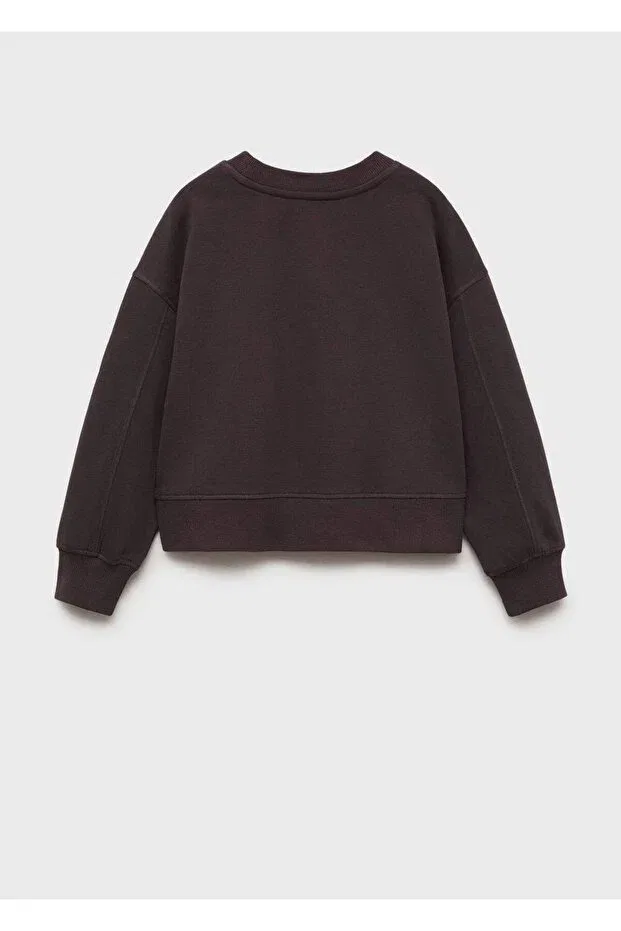 Детское худи для девочек с принтом Mango Kids, Coal Black — фото 4