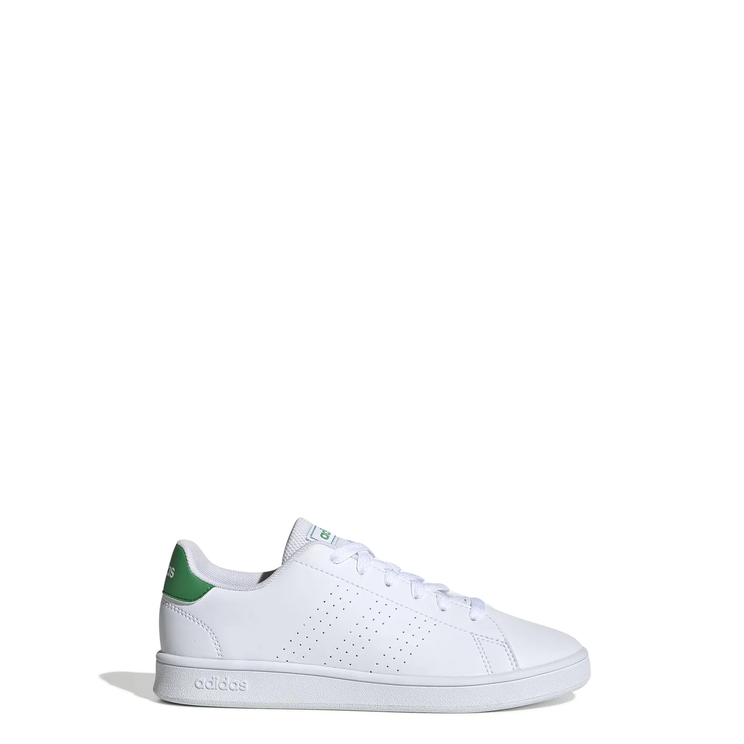 Детские спортивные кроссовки с перфорированными полосками Advantage K Adidas, Ftwr White Green Grey Two F17