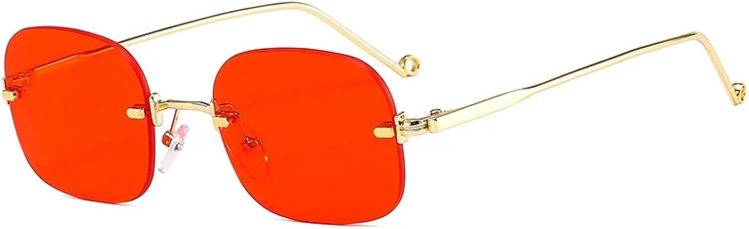 

Солнцезащитные очки с защитой от УФ-излучения UV400 | Маленькие безободковые панк-очки с синими прозрачными линзами | Для женщин и мужчин, для занятий спортом на открытом воздухе и вождения DSVIGF, C5gold-red