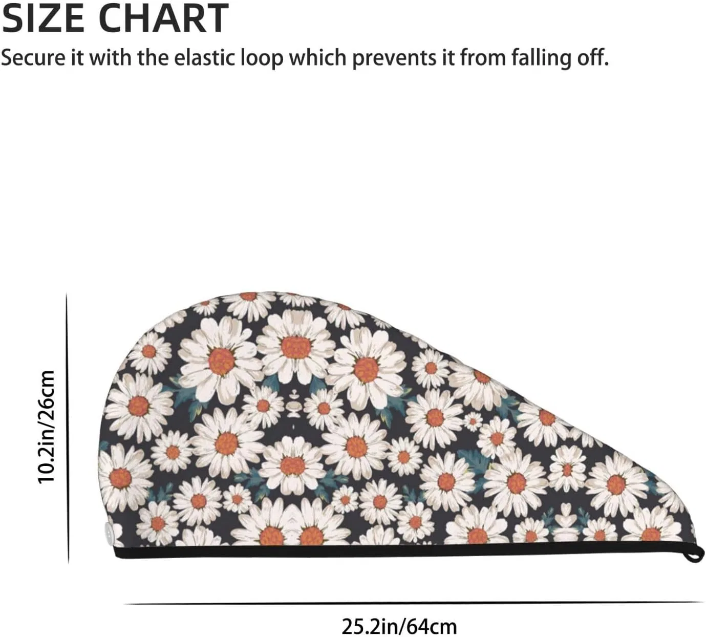 Шапочка для душа Daisy Printed Coral Velvet, UNIOND, 10.6 x 25.5 дюймов — фото 4