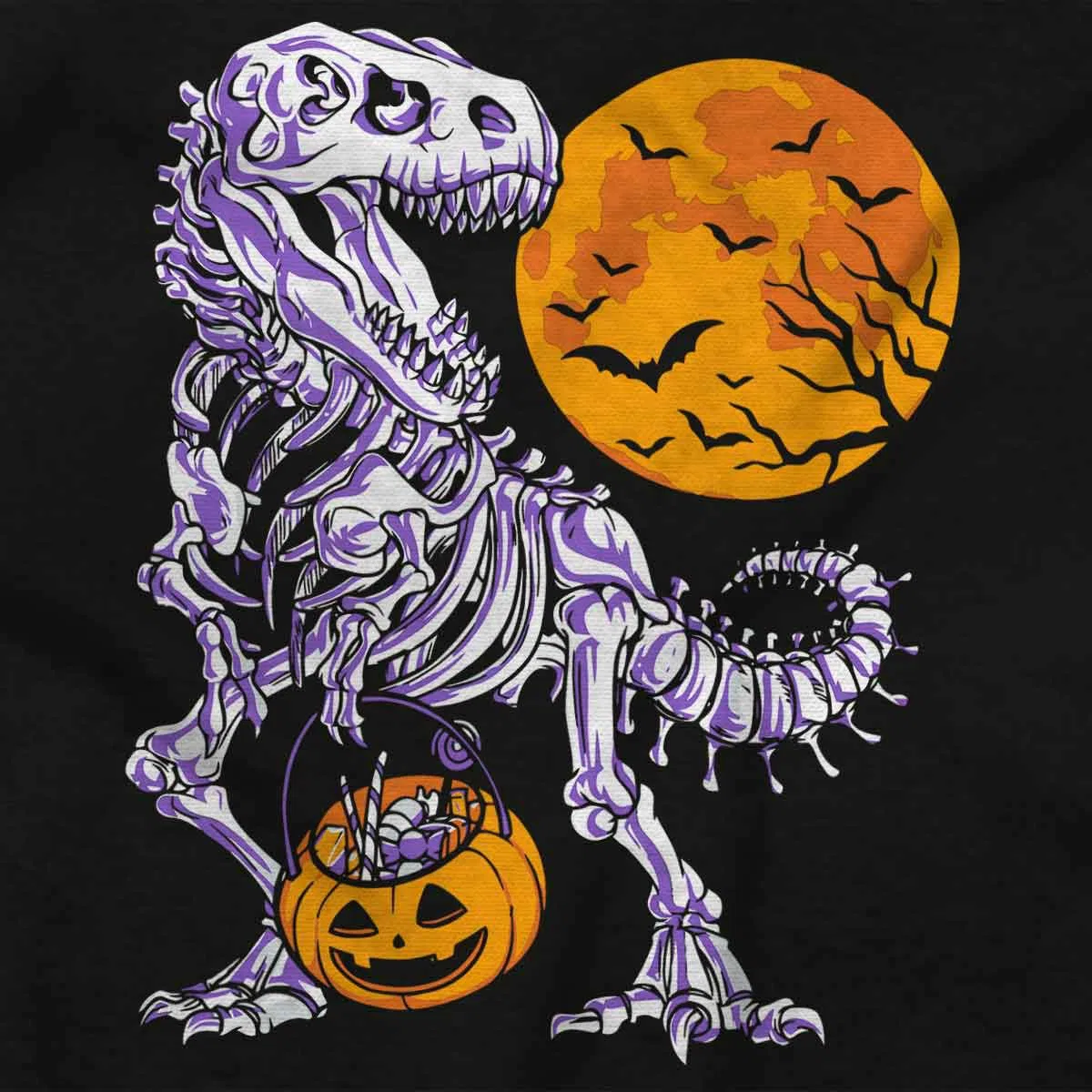 Детское боди-комбинезон с принтом Halloween Trick or Treat Dino Bones Brisco Brands, Black — фото 2