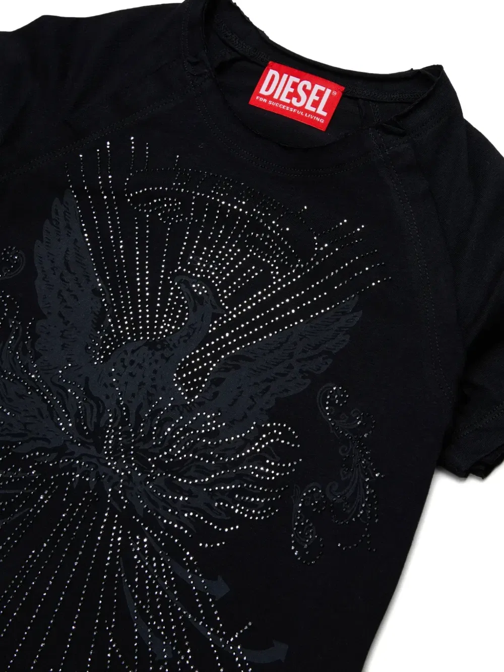 Футболка с графичным принтом и логотипом Diesel Kids, черный — фото 3
