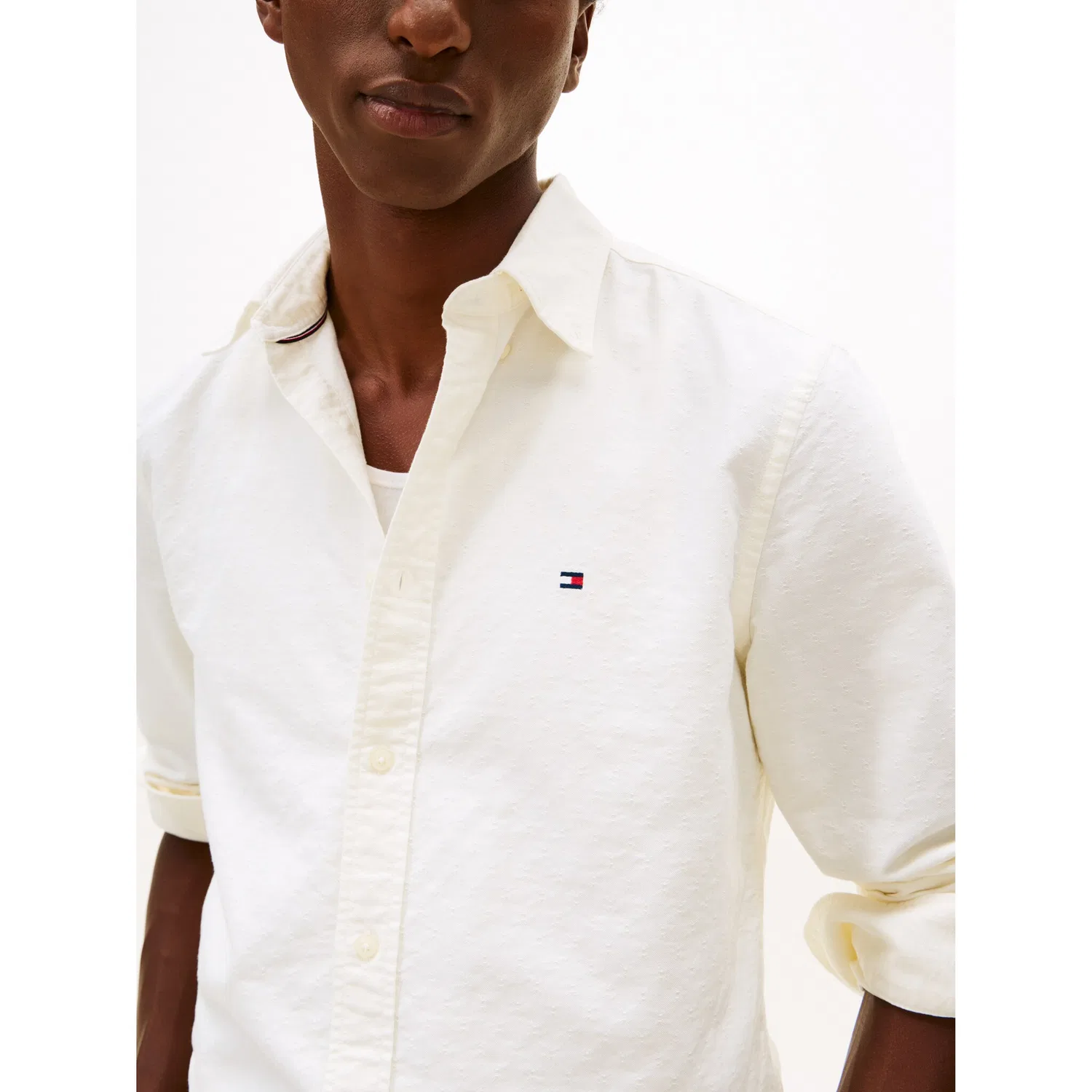 Мужская рубашка с длинным рукавом Oxford Dobby Tommy Hilfiger, White — фото 2