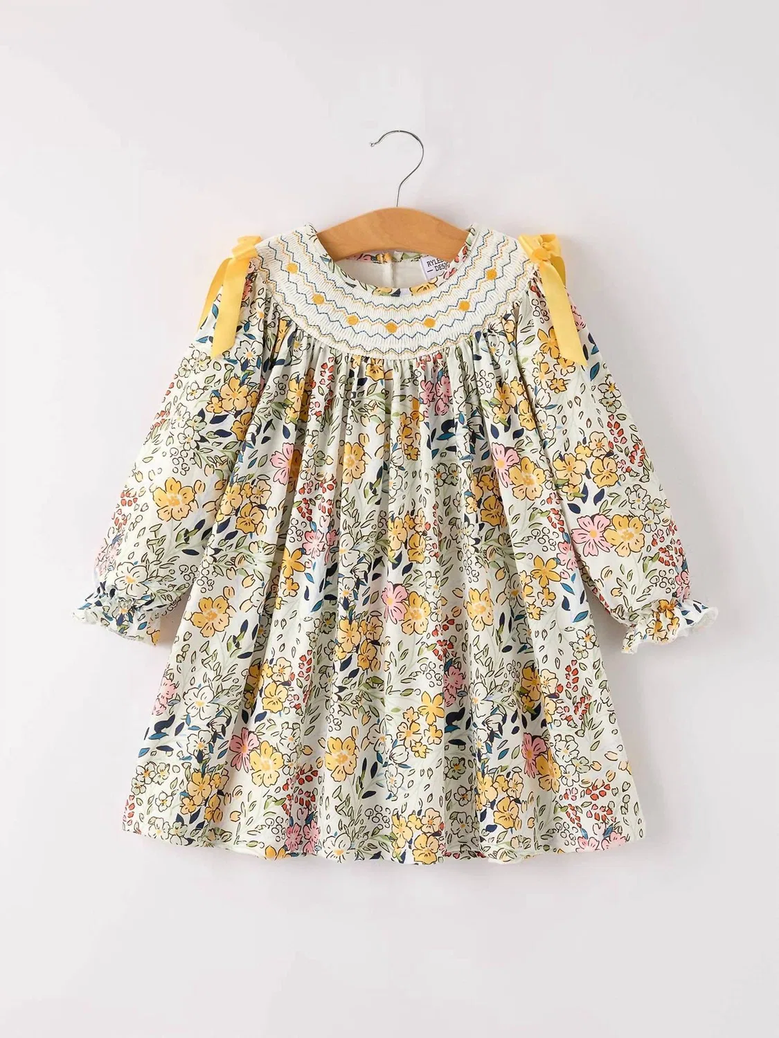 Детское платье для девочек с вышивкой и бантом Floral Leaf Rylee + Cru, Floral Leaf — фото 4
