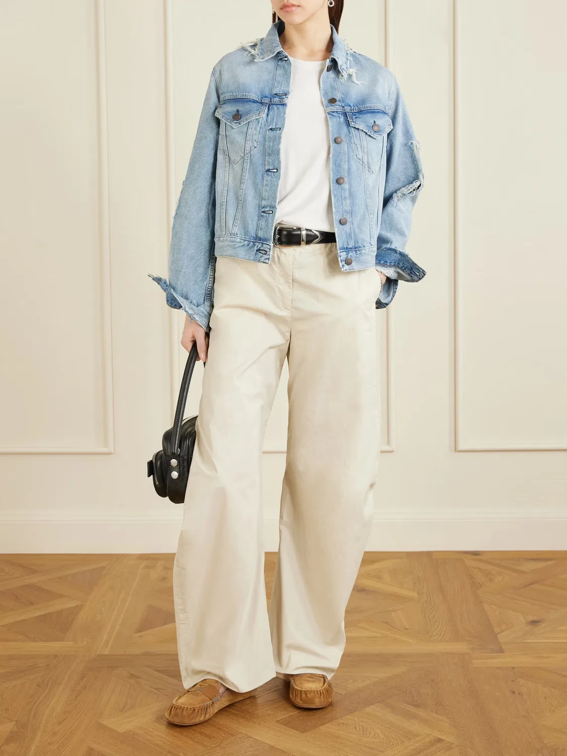 Брюки-Бочонки из органического хлопкового твила с покрытием Acne Studios, бежевый — фото 2