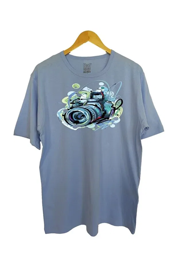Детская футболка с принтом Unisex Printed Oversize Baby Blue Color T-Shirt Raf Coll, Blue