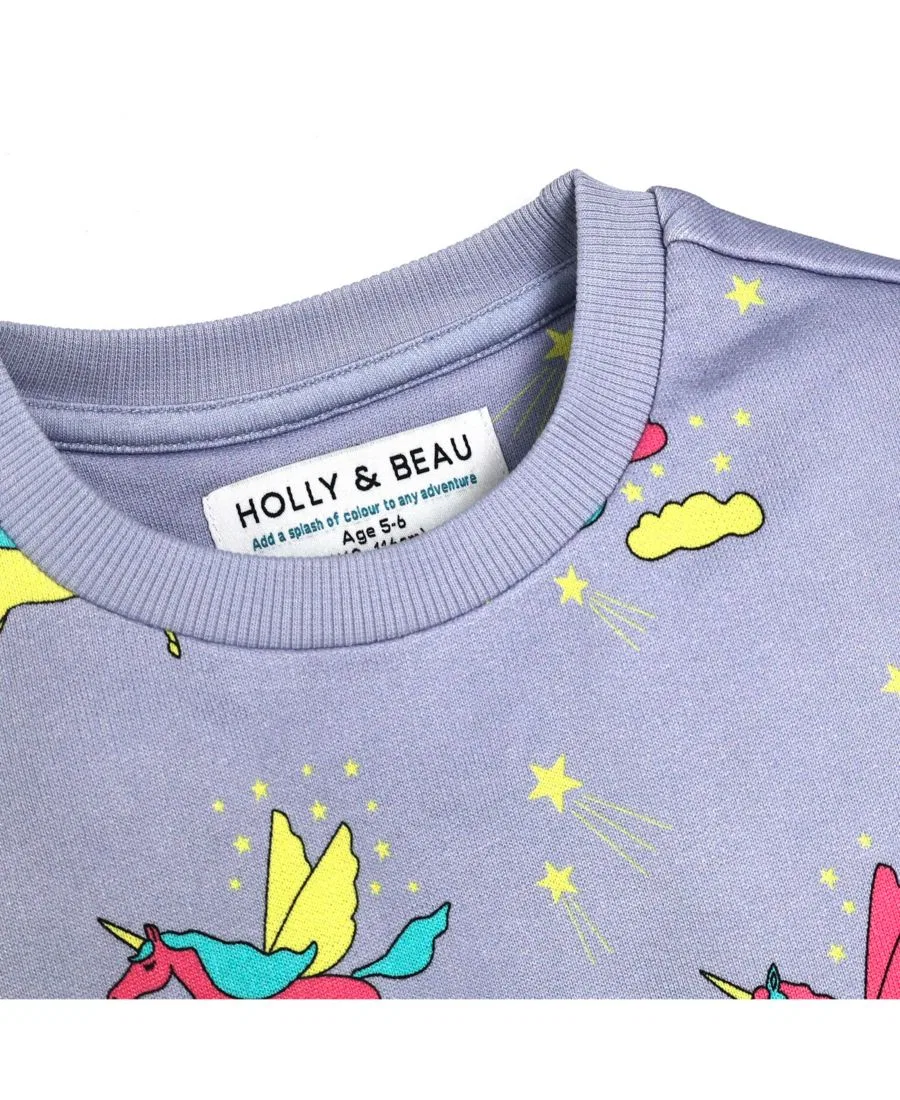 Детский свитшот с длинным рукавом и круглым вырезом, 100% хлопок Holly and Beau, Purple — фото 4