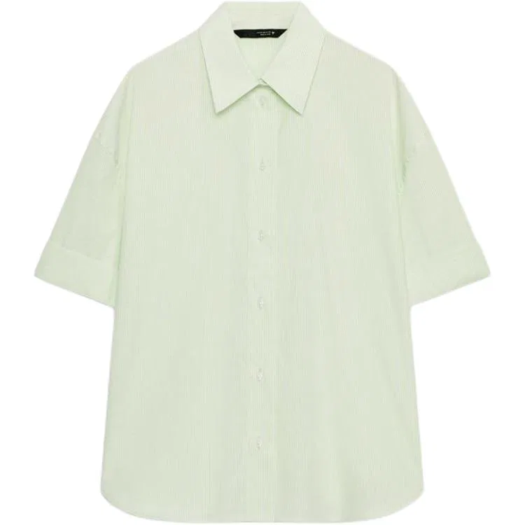 Женская рубашка с отложным воротником Green/White ZARA, Green/White