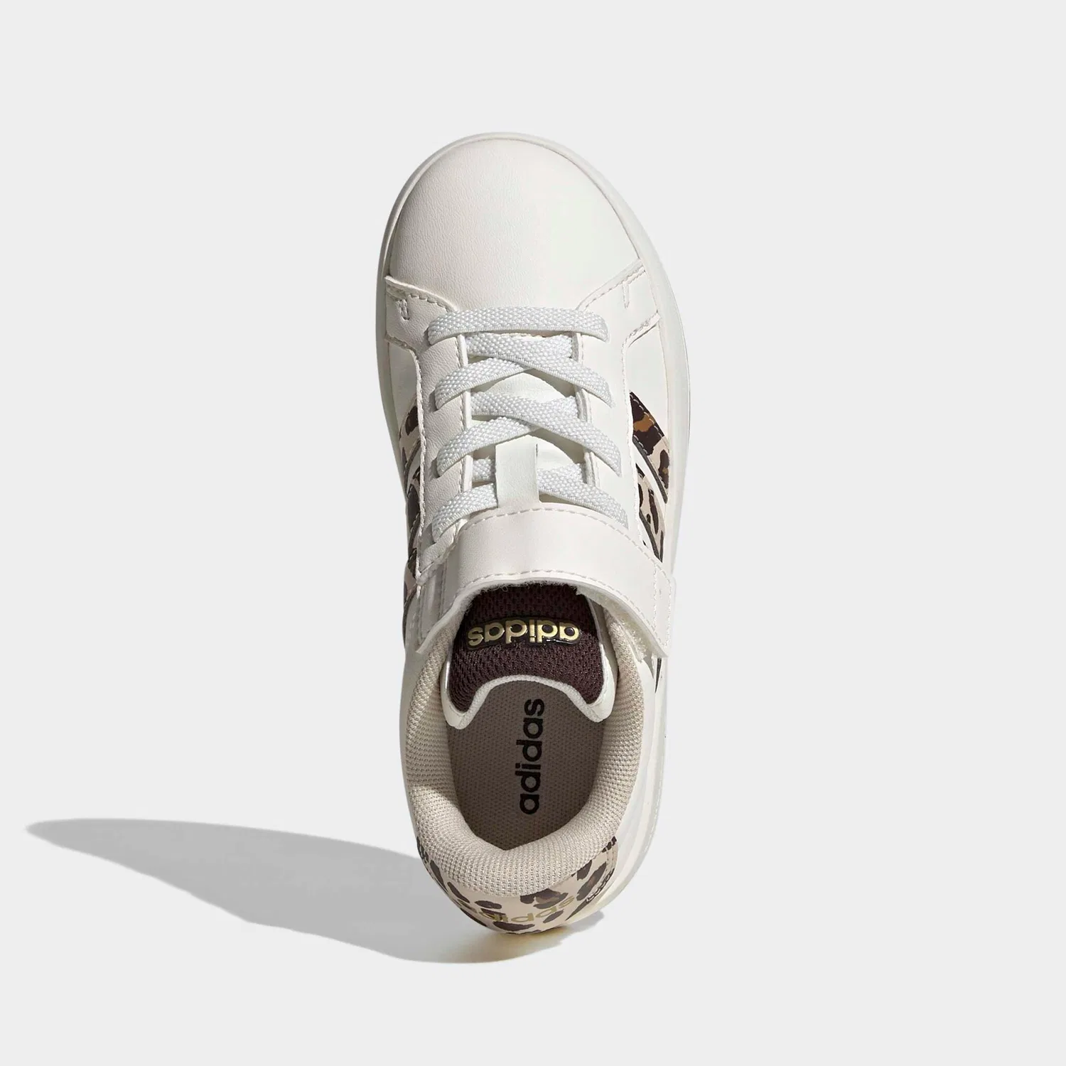 Детские кроссовки с липучкой Grand Court 3.0 EL C Adidas Sportswear, Core White/Crystal Linen/Aurora Coffee — фото 4