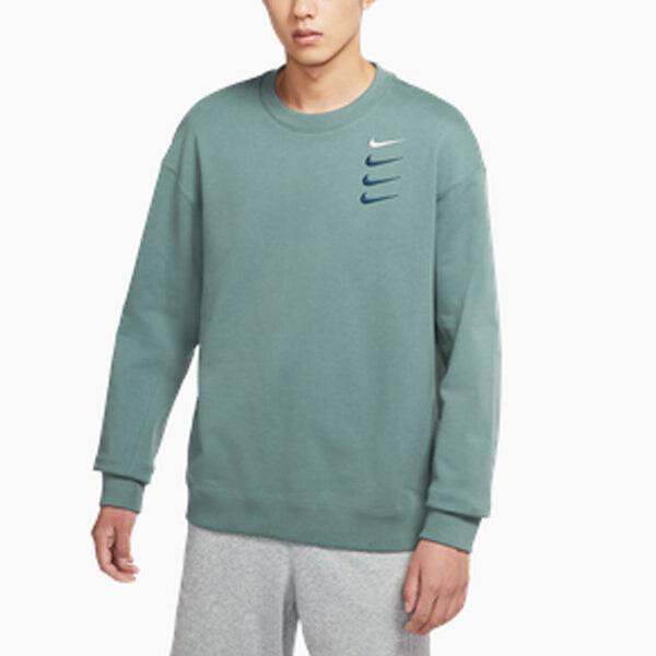 Толстовка Men's Nike French Terry Swoosh 4 Embroidered Round Neck Sports Pullover Autumn Green, мультиколор — фото 4