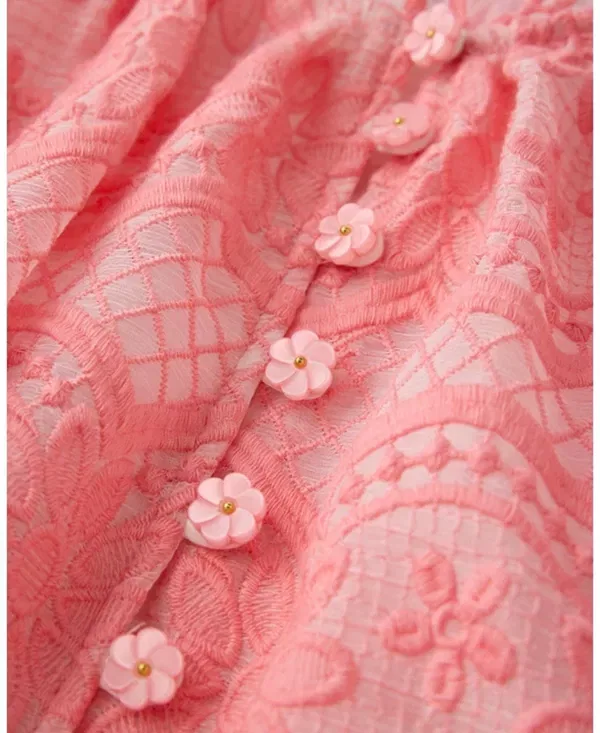 Детское платье для девочек с кружевной вышивкой Kaia Lace Embroidered Marlo Kids, Peach — фото 4