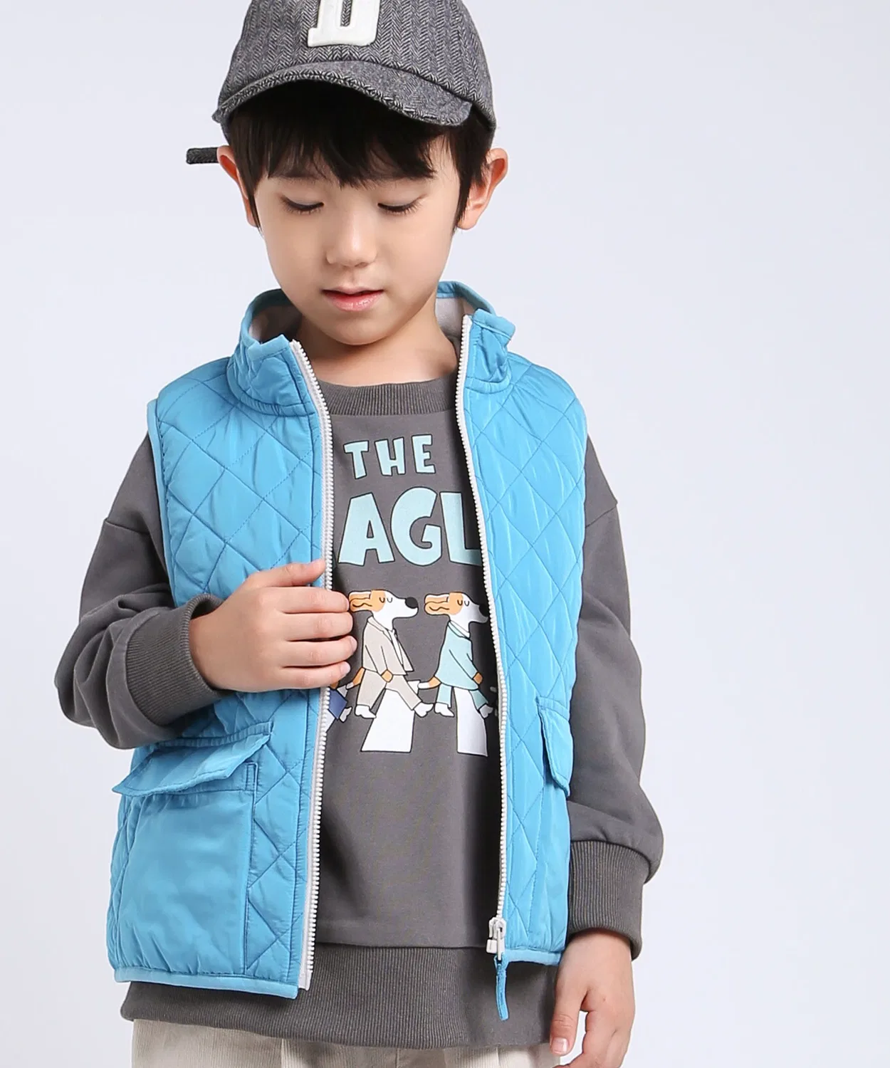 Детский стеганый жилет из тафты с флисом, Turquoise Blue DILASH
