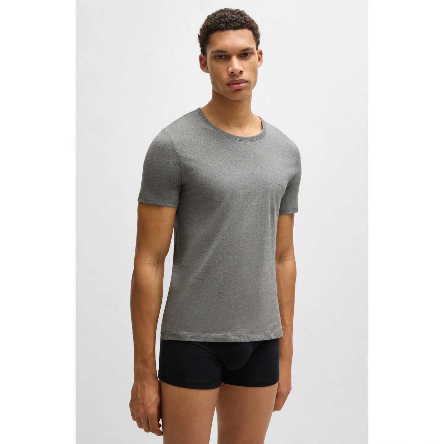 Мужские футболки с круглым вырезом BOSS, Assorted Pre-Pack/Gray Melange/Black — фото 4