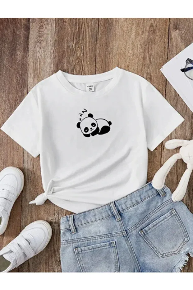 Детская футболка для девочек с принтом Sleeping Panda Pelna, Sleepingpanda