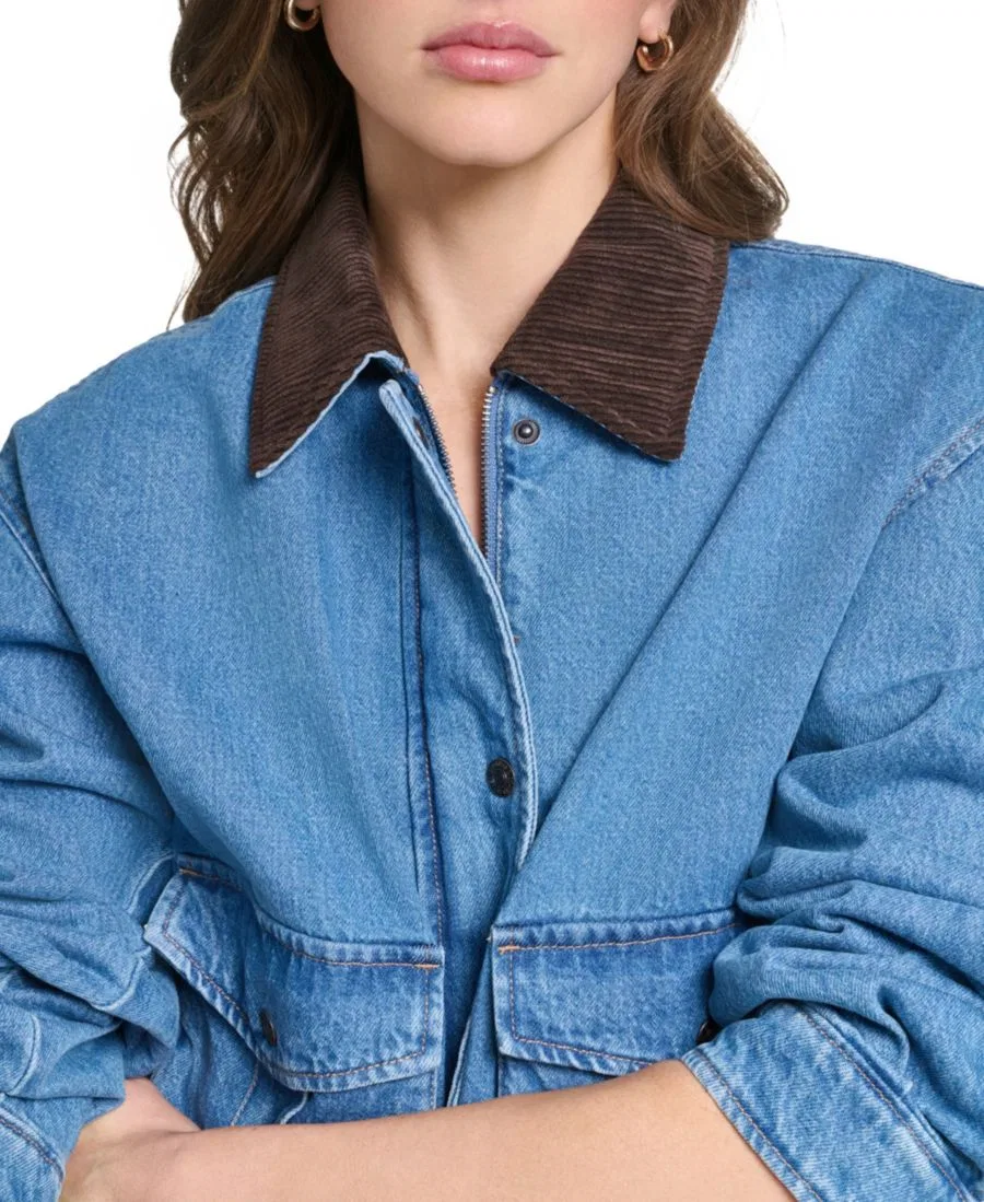 Женская куртка-бомбер из хлопка с воротником из вельвета, модель Barn Jacket Levi's, Med Wash D — фото 2