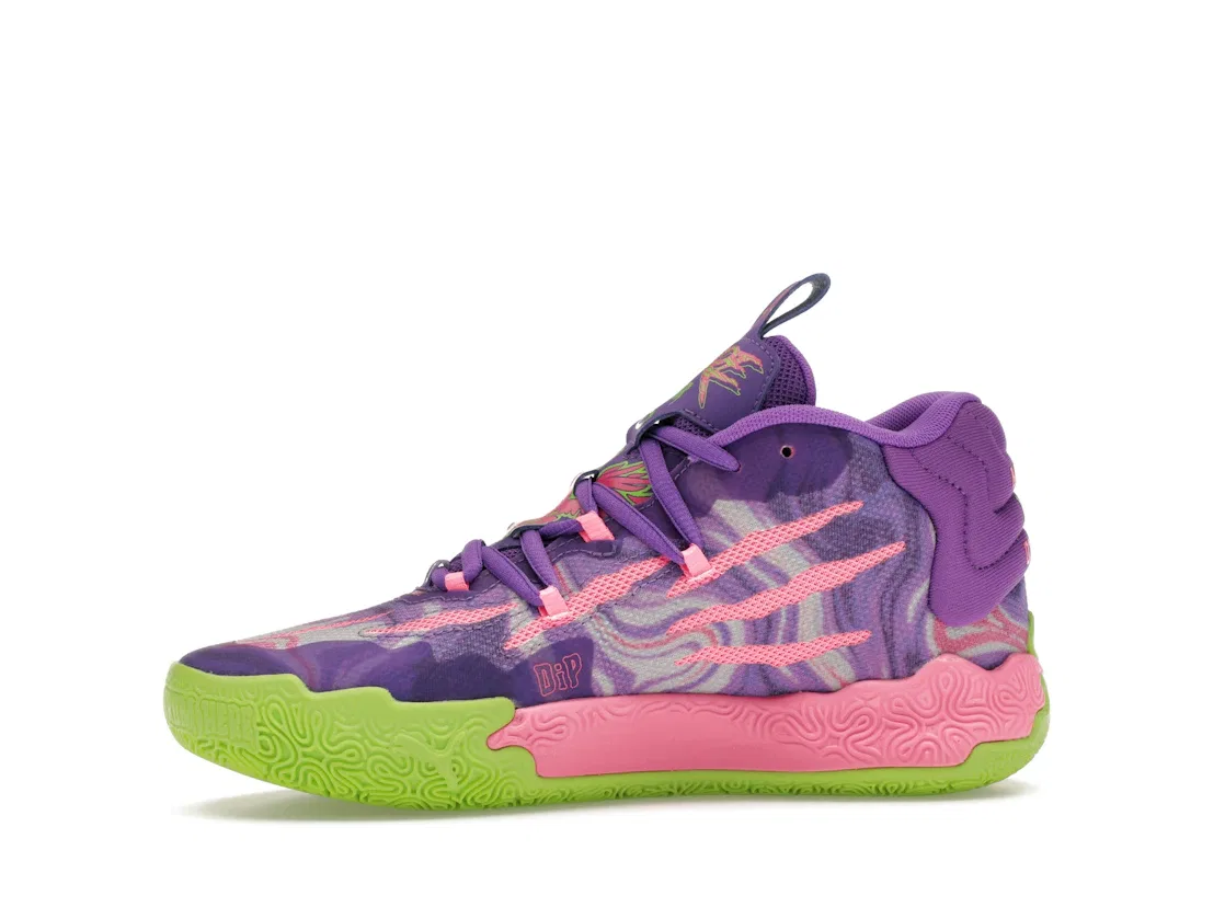 Детские кроссовки для мальчиков с принтом Puma LaMelo Ball MB.03, Purple Glimmer-Green Gecko — фото 3
