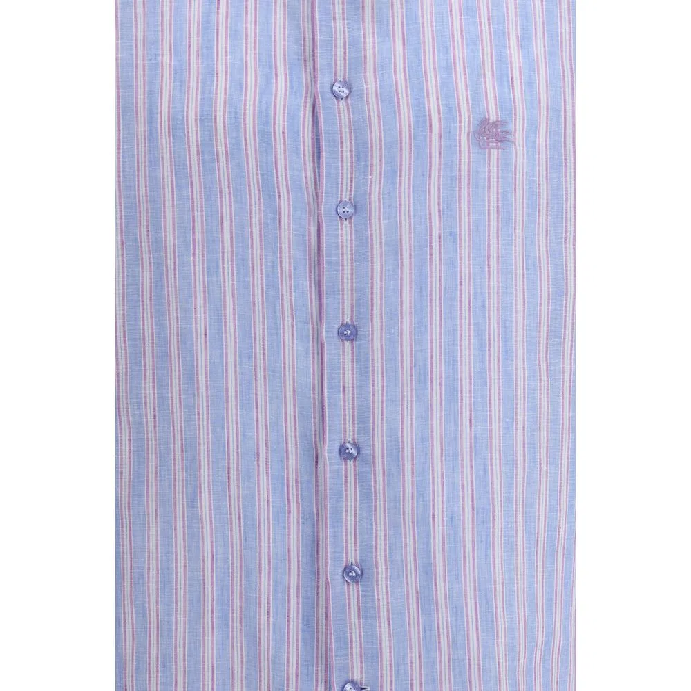 Мужская рубашка с полосатым принтом Multicolor Linen Shirt Etro, Multicolor — фото 3