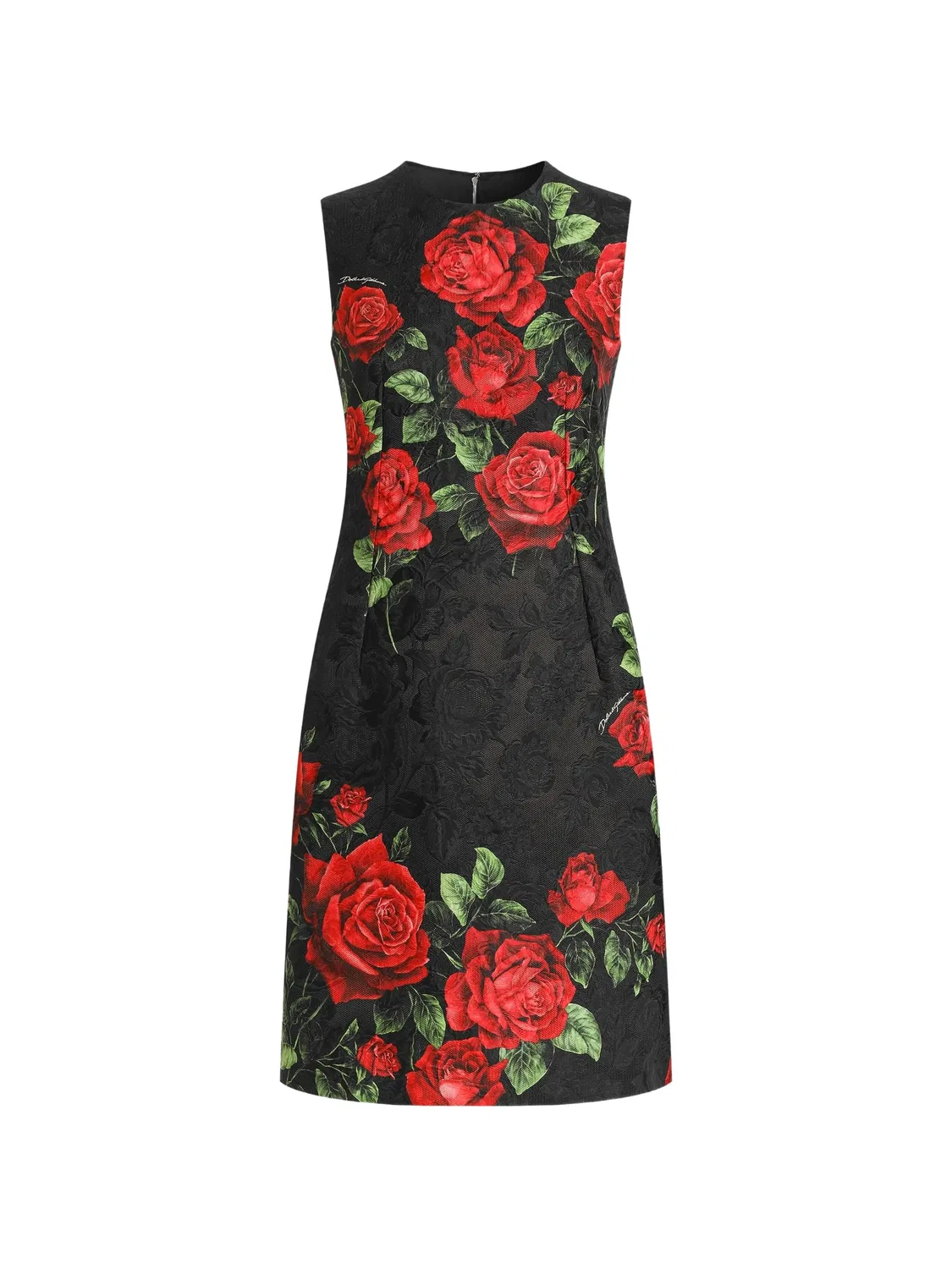 Парчовое платье мини с цветочным принтом Dolce & Gabbana, черный