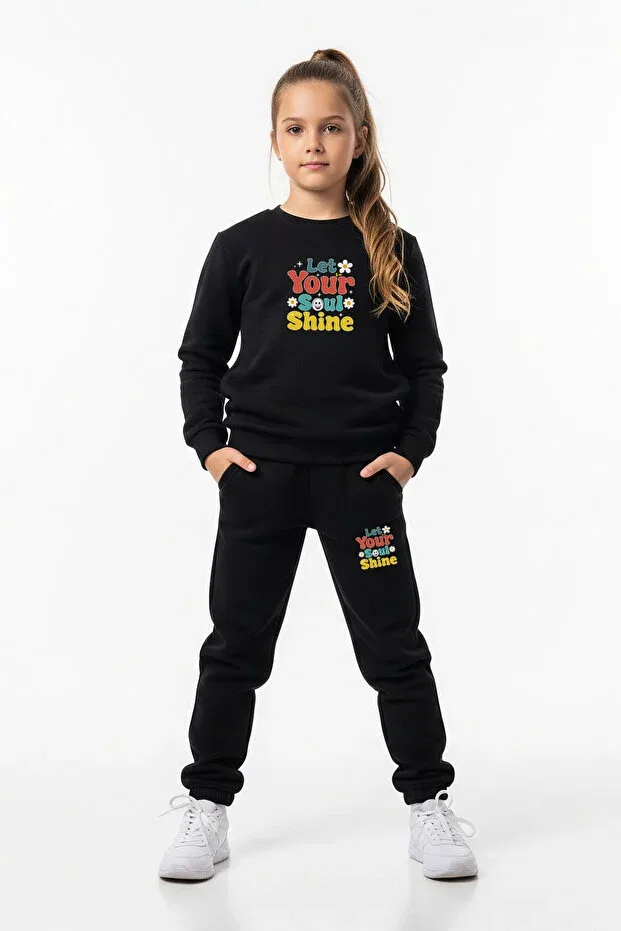 Детский спортивный комплект для девочек с принтом Fyk Kids, Smoked-Red-Black — фото 4