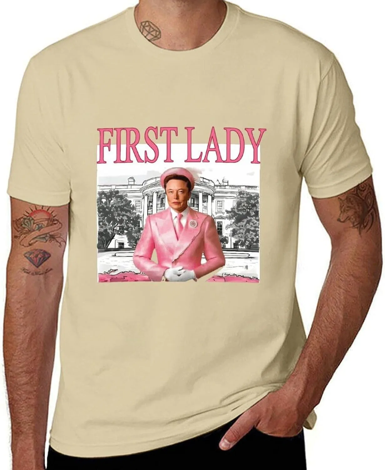 Футболка с графическим принтом Funny First Lady, Sand