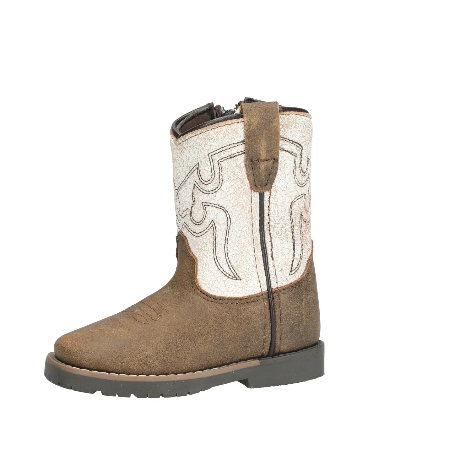 Детские ботинки для мальчиков с квадратным носком Leather Autry Western Boots Smoky Mountain Boots, Antique White Aged Brown