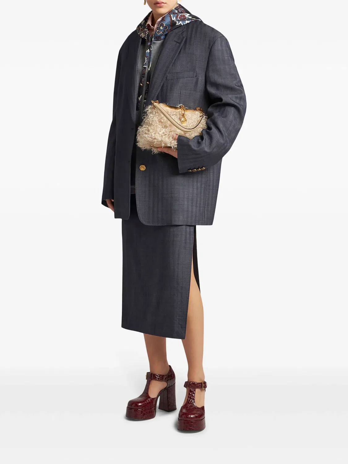 Жакет с логотипом и крупными пуговицами ETRO, серый — фото 4