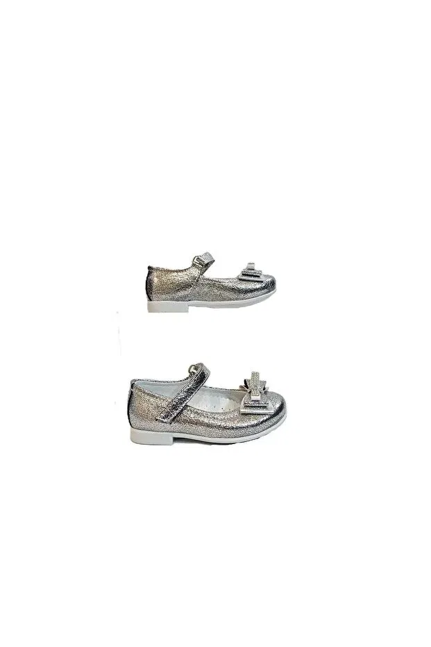 Детские балетки для девочек с принтом Fiyra, Silver