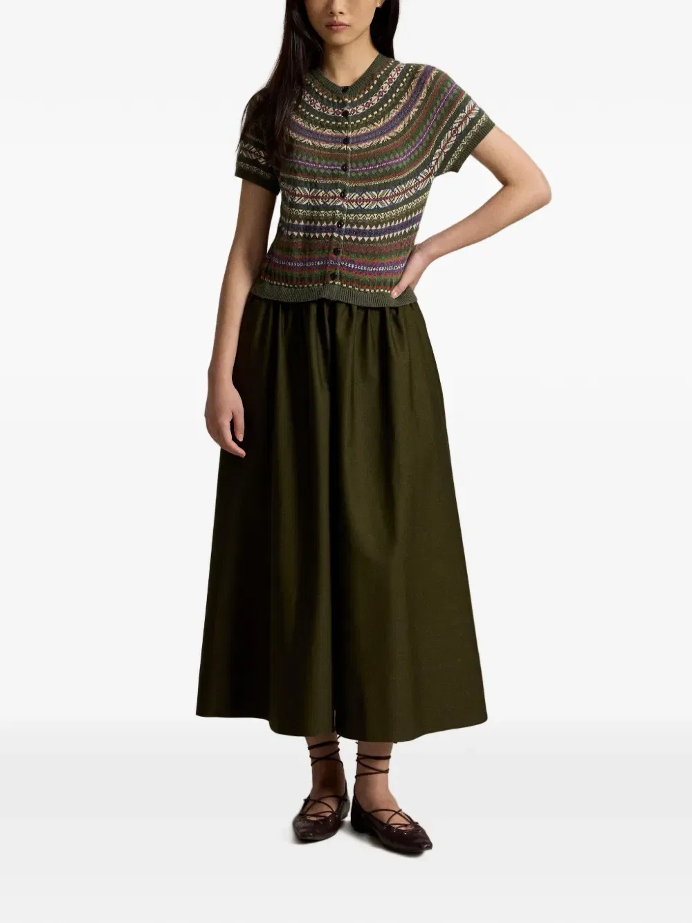 Платье с лифом Hybrid Fair Isle Polo Ralph Lauren, зеленый — фото 2