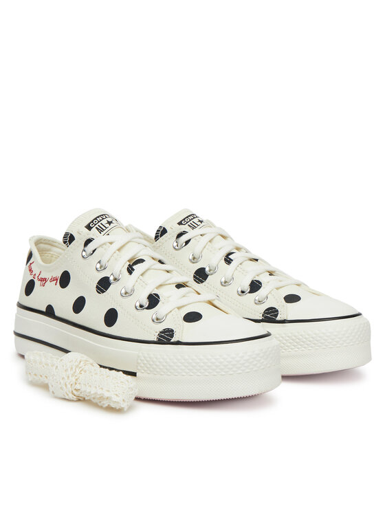 Тканевые кроссовки Chuck Taylor All Star Lift Platform Polka Dots A10689C Converse, бежевый — фото 2