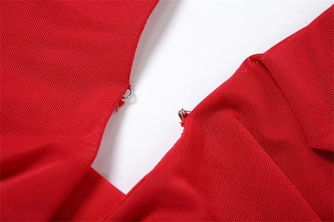 Женское сексуальное короткое платье с рюшами и открытой спиной Generic, Red — фото 2