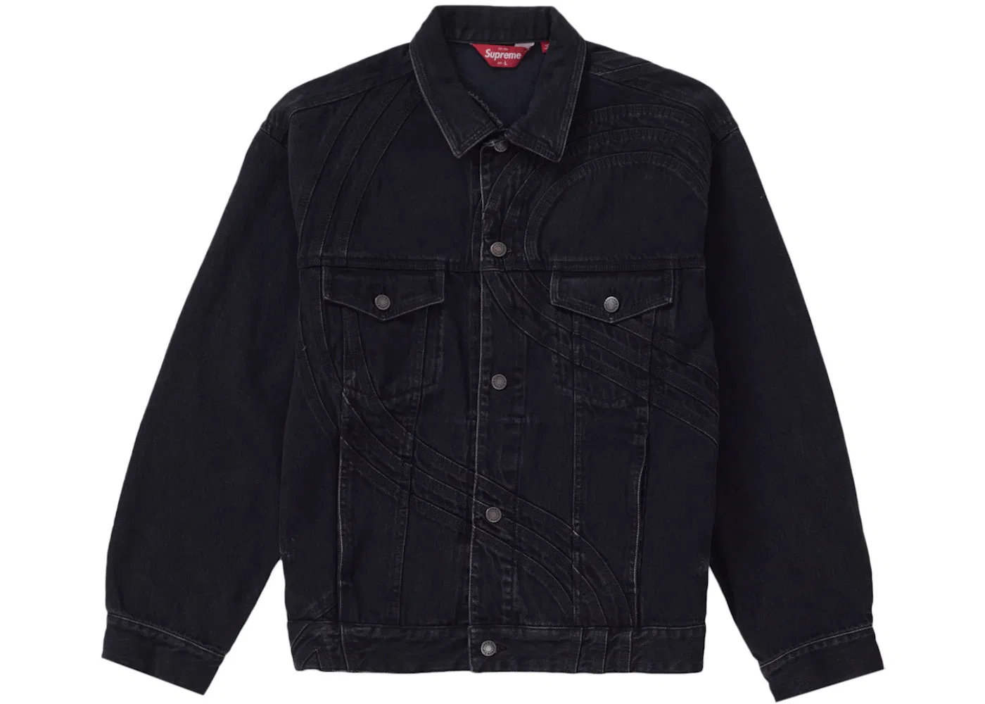 Мужская джинсовая куртка с логотипом Supreme, Washed Black