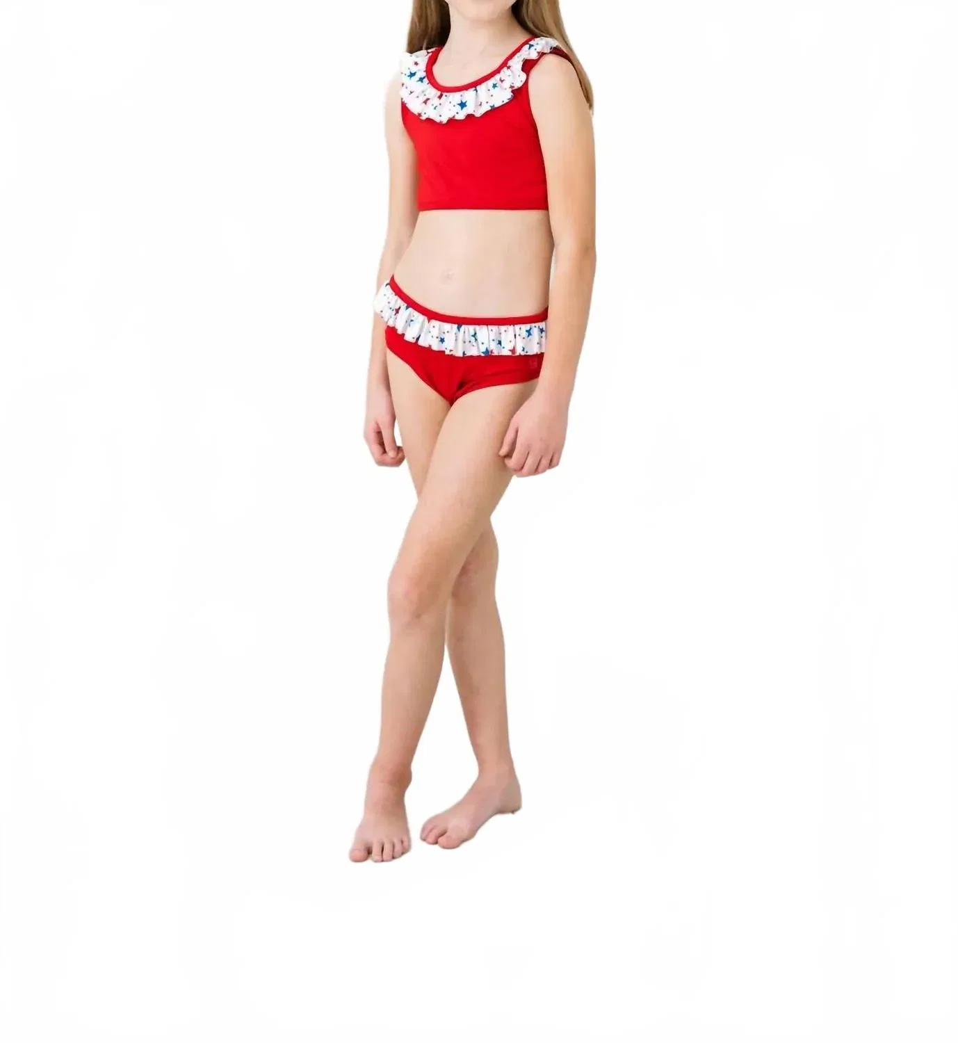 Детский раздельный купальник с ярким принтом Megan Set Athletics, Red/White/Blue