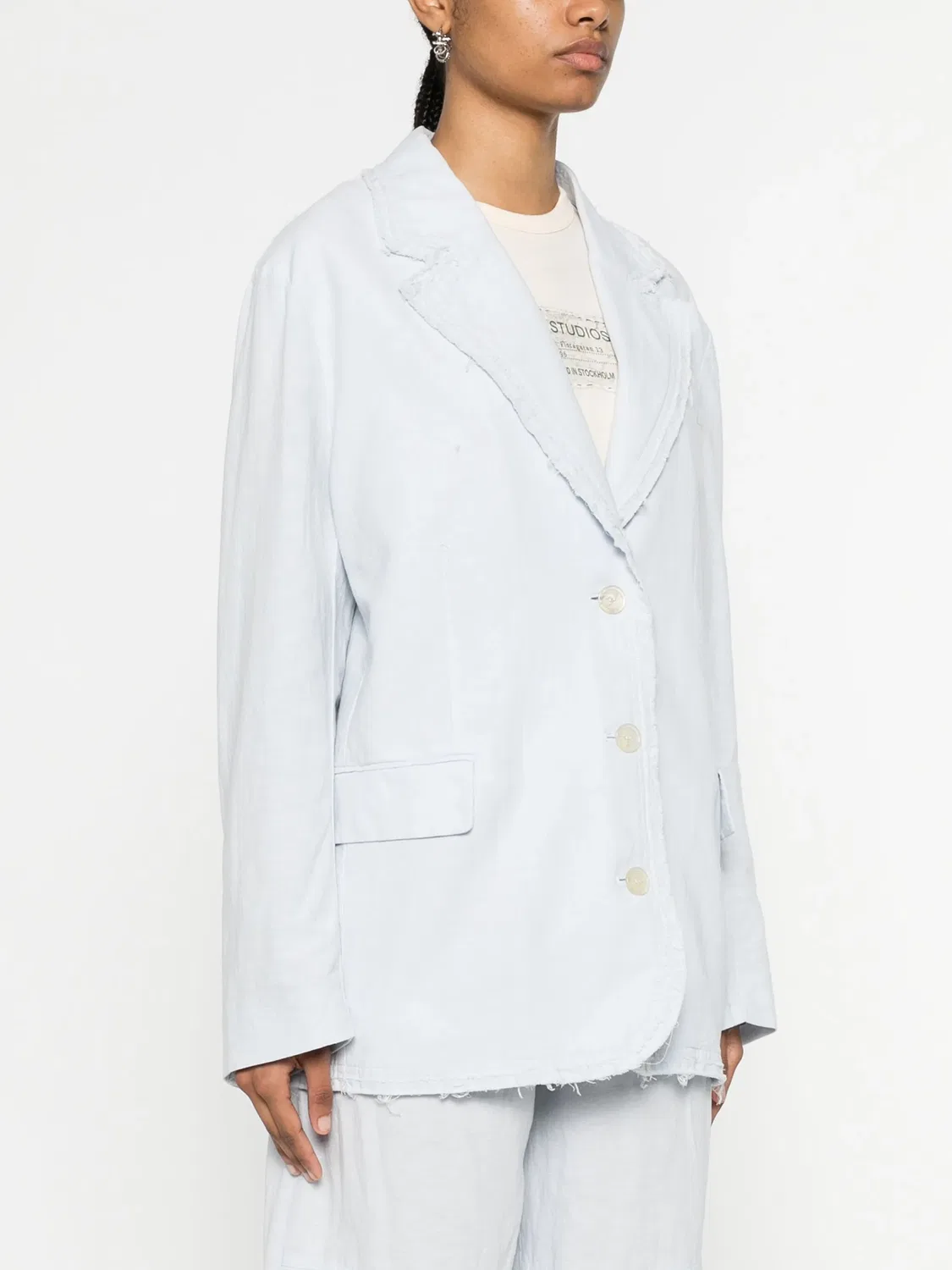 Пиджак с одним рядом пуговиц Acne Studios, голубой — фото 4