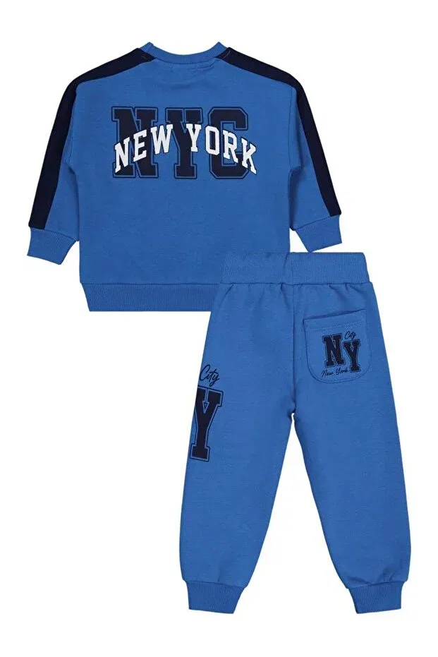 Детский комплект спортивного костюма для мальчиков с принтом Ny Civil Boys, Saks Blue — фото 3