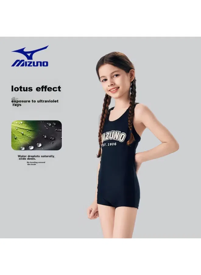 Купальник слитный с квадратным вырезом для девочек Mizuno, синий — фото 3