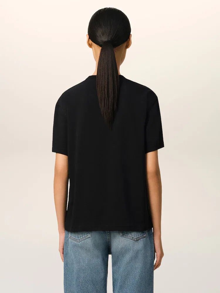Футболка с тисненым логотипом, Unisex AMI PARIS, Black — фото 4