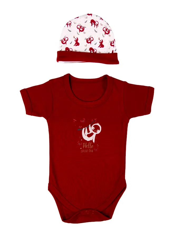 Комплект из 5 предметов с принтом Hello Little One Babies Basic, бордовый — фото 4